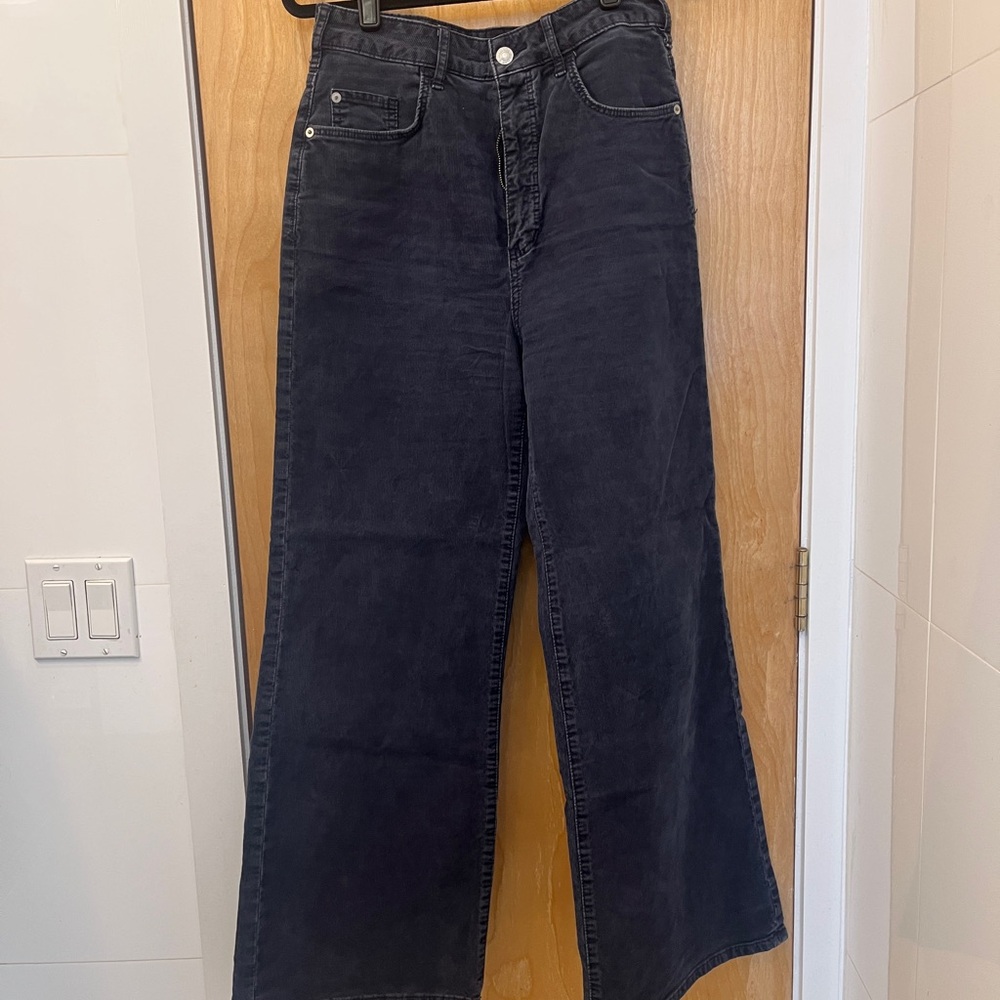 Anthropologie Navy Blue Wide Bootcut Corduroy Pants